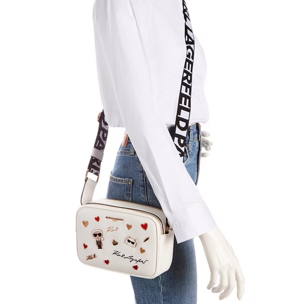 KARL LAGERFELD PARIS Embellished Hearts Crossbody Bag and Coin Purse NWT - Picture 7 of 8